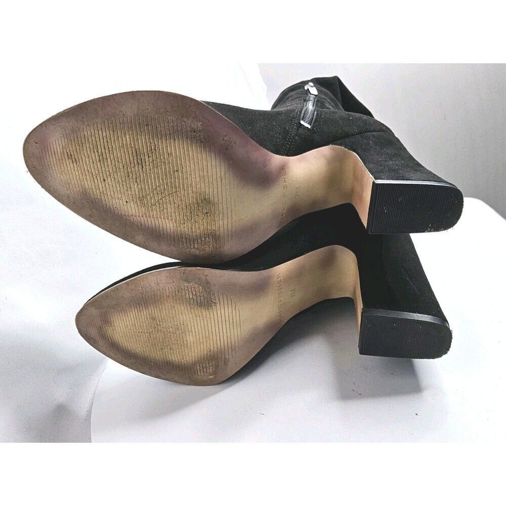 Marc Fisher Black Over-the-Knee Suede Block Heel Boots - Picture 7 of 9